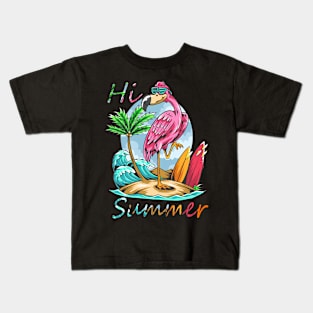 cartoon flamingo hi summer Kids T-Shirt